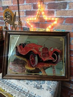 Large Vintage Mirror Alfa Romeo 1930 Grand Sport- Pub Mirror 19" by 14"