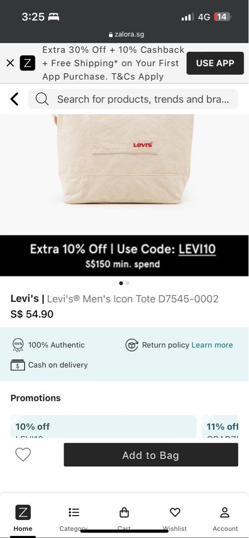 Levi s Men s Icon Tote Bag Sling bag Men s Fashion Bags Sling