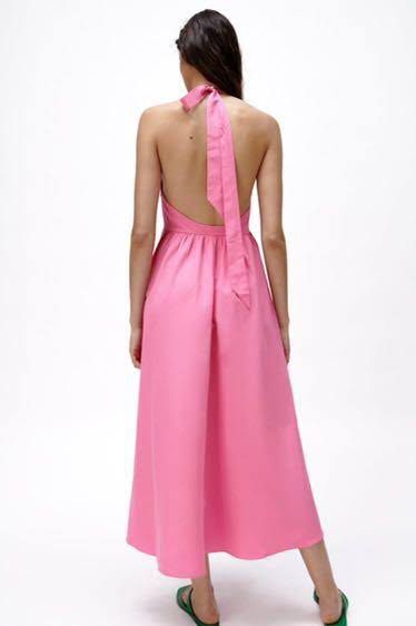 LF LOOKING FOR Zara Pink Halter Neck Dress Women s Fashion
