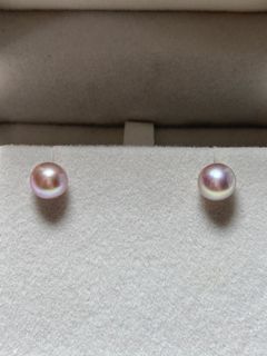 Light Purple colour freshwater pearl g18k white gold earrings