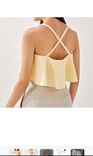 love bonito sophil textured striped flounce top in daffodil