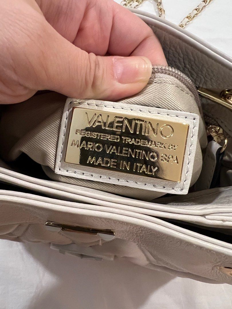 SALE MARIO VALENTINO Crossbody Bag Logo in Cream with Gold