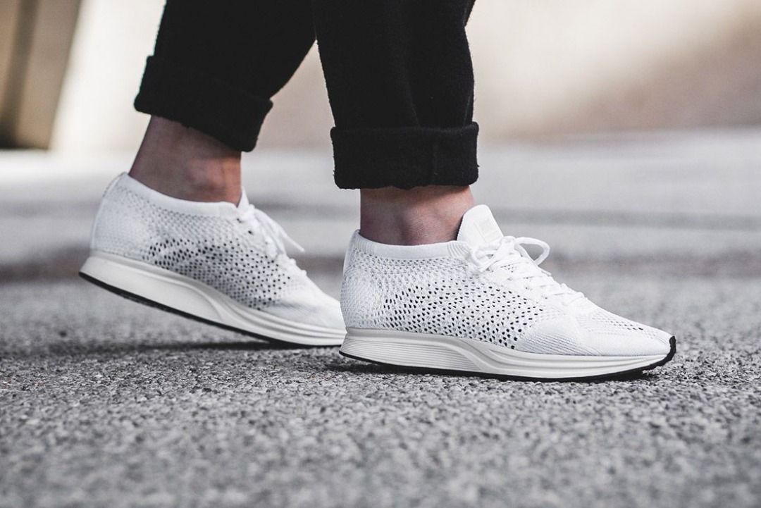 All white hot sale nike flyknit racer