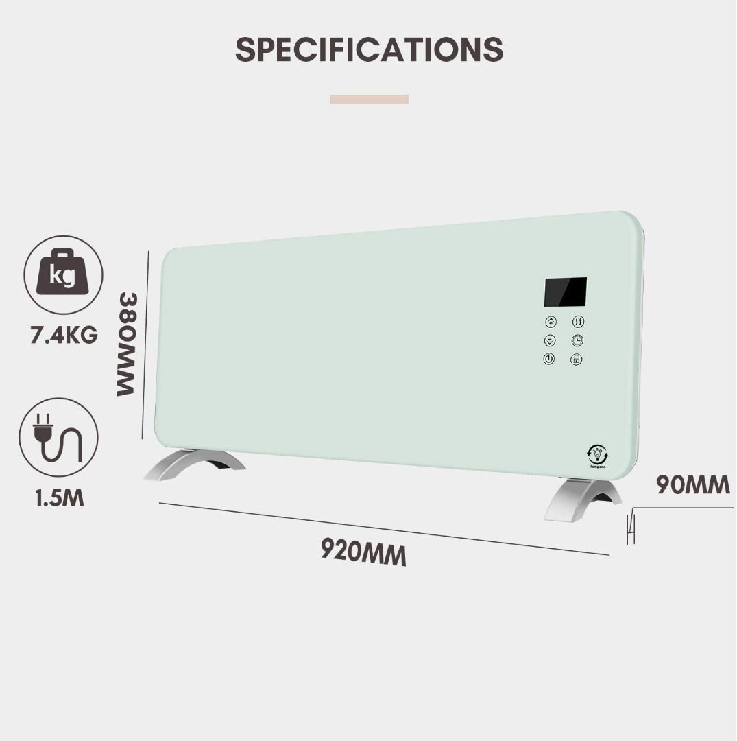 ON SALE) Energy Efficient Convector Heaters 2500W, Electric Wall Mounted Panel  Heater Convector Radiator, 24 Hour 7 Day Timer With Thermostat,Remote  Control,IP24 Rated Bathroom Safe - White, TV u0026 Home Appliances, Air
