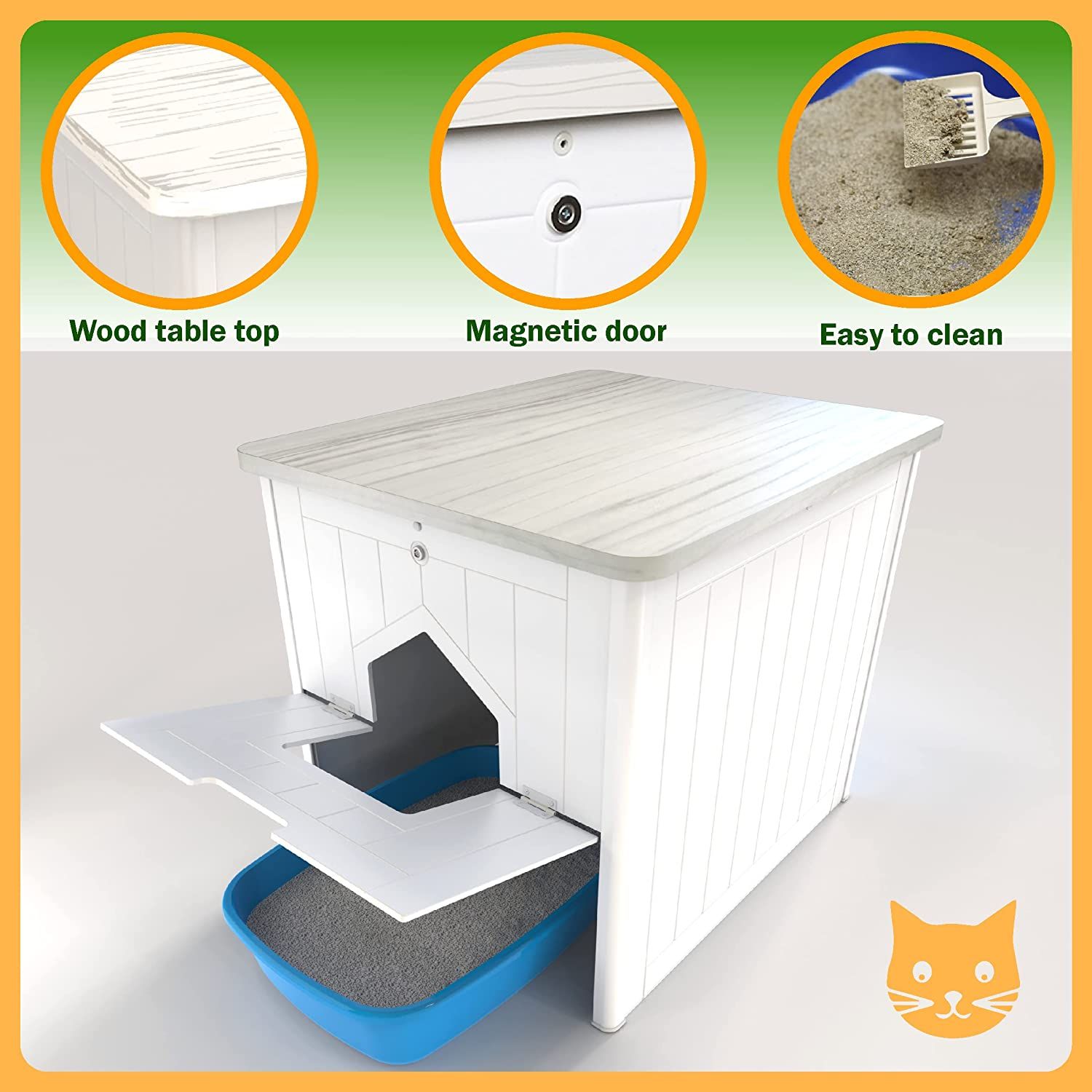 Palram Pets CATSHIRE Cat Litter Box Enclosure, Litter Box Furniture