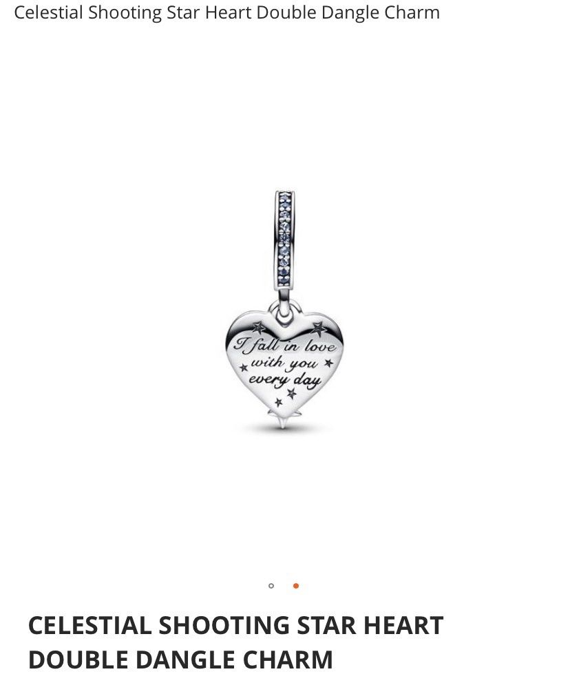 Celestial Shooting Star Heart Double Dangle Charm