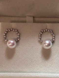 Pink colour freshwater pearl earrings