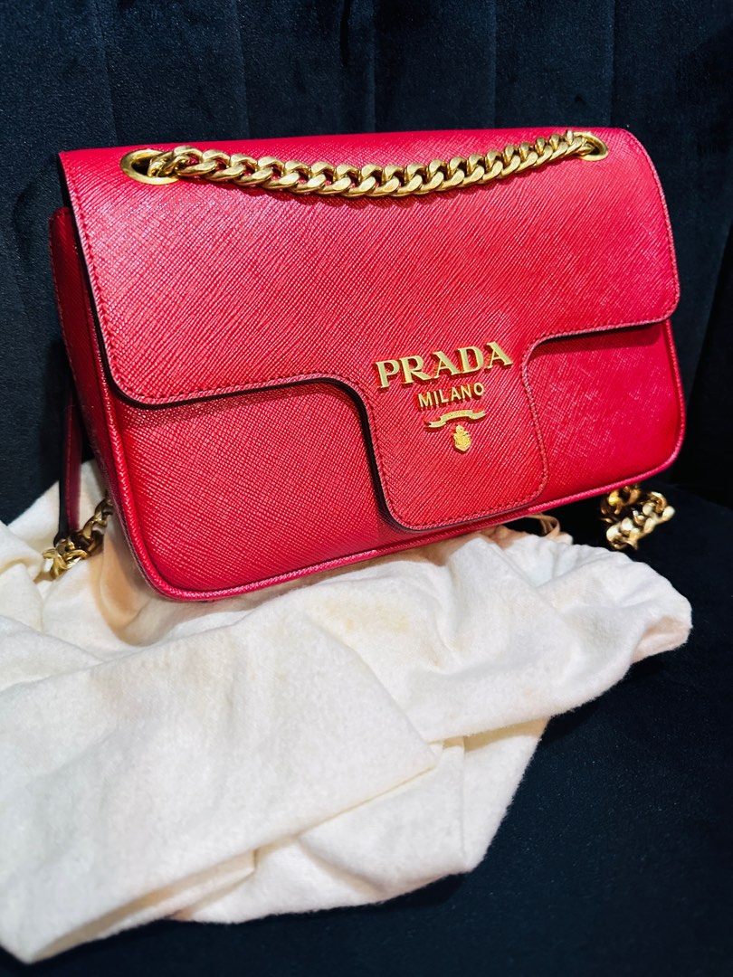 Prada Flap Shoulder Sling Bag 1BD193 in Fuoco Luxury Bags Wallets on Carousell