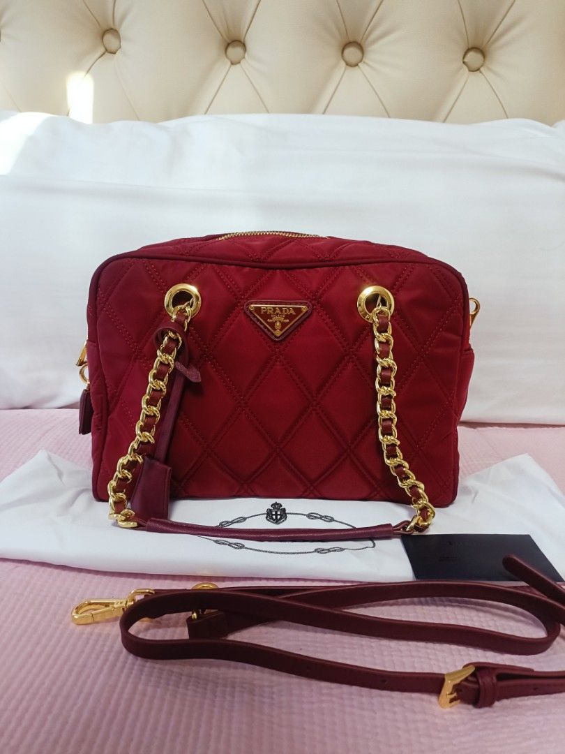 Preloved Prada Tessuto Nylon Canvas Maroon (Category: Luxury Bags & Wallets) located in Cebu City. Submitted by elcoleccion21 (Listing ID 1222112795, Image 1). Description: Japan Source Preloved Bag In excellent condition coded lampo zip.