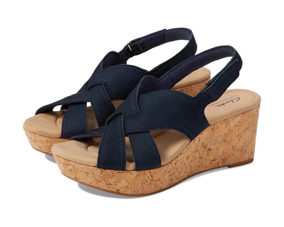 Clarks blue sales wedge sandals