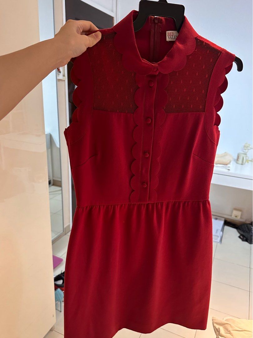Red Valentino scalloped trim mini dress