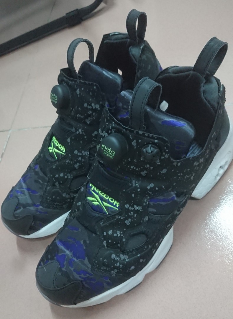 Reebok Fury Insta pump 日本Atmos別注版喑黑紫迷彩, 男裝, 鞋, 波鞋