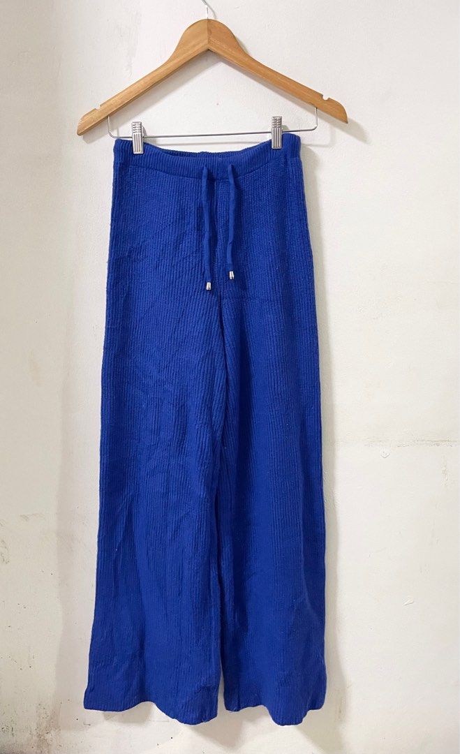 royal blue knit pants, Women's Fashion, Bottoms, Other Bottoms on Carousell