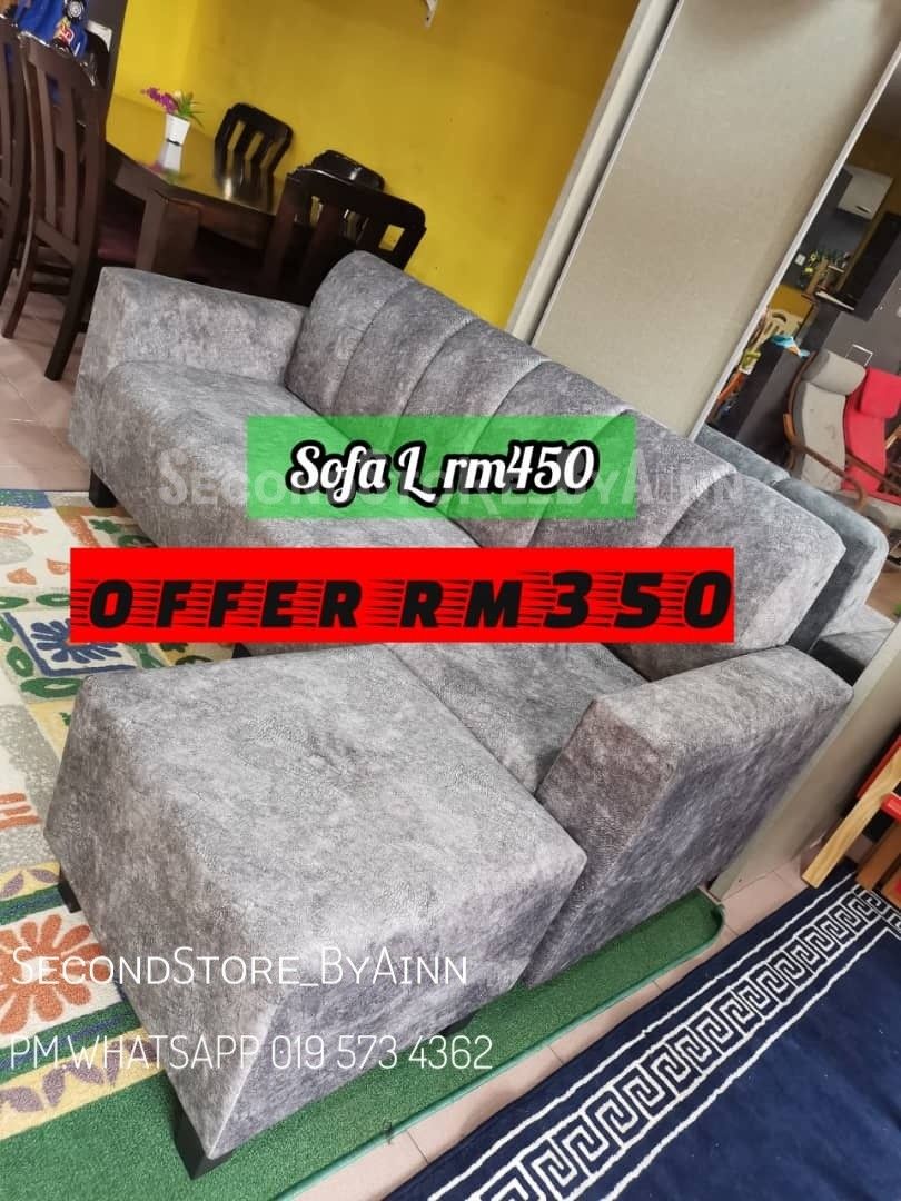 SOFA L SHAPE TERPAKAI, Furniture & Home Living, Furniture, Sofas on