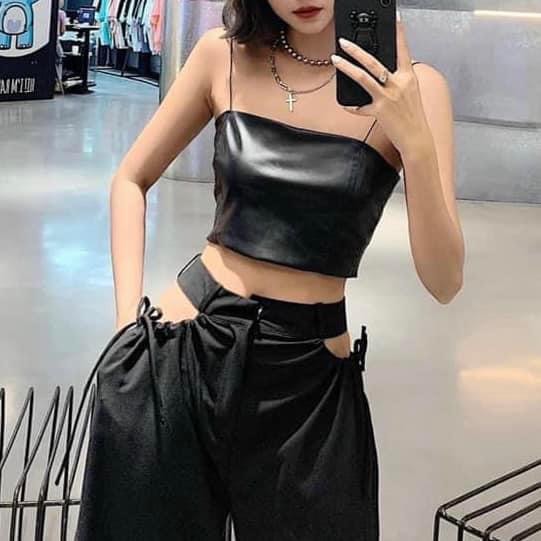 Soft leather strap top, Women's Fashion, Tops, Sleeveless on Carousell