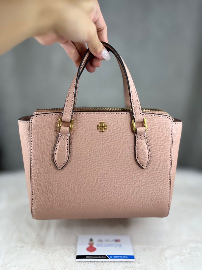 Tory Burch Emerson Small Light Meadowsweet Saffiano Leather Tote Bag