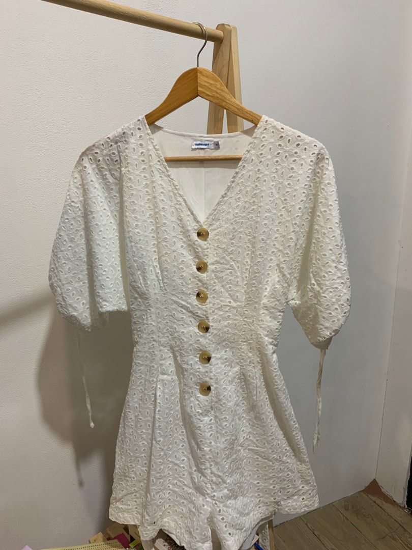 Valleygirl Jumpsuit in Broken White, Fesyen Wanita, Pakaian Wanita