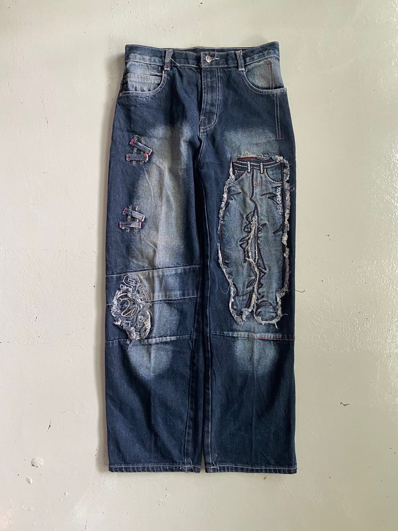 Vintage Skater Patched Jeans, Men's Fashion, Bottoms, Jeans on Carousell