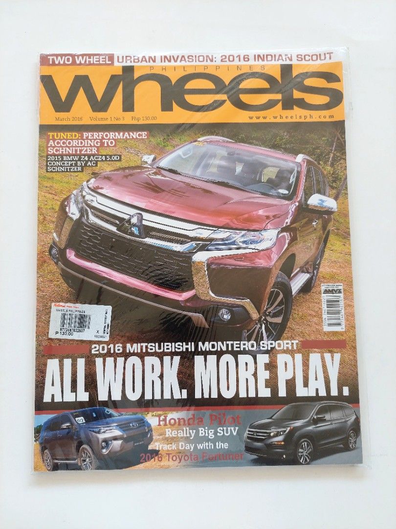 Wheels, Mar 2016 (Category: Magazines) located in Quezon City. Submitted by donjie (Listing ID 1222114212, Image 1). Description: Collectible Car Magazine Release: 2016 March Cover: Mitsubishi Montero Sport Honda Pilot Toyota Fortuner Brand New #128 * In its original plastic container P150 P70SF.
