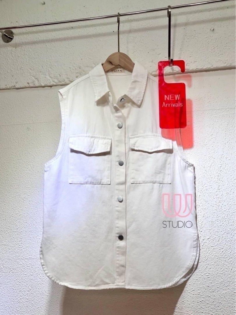 White denim clearance vest womens