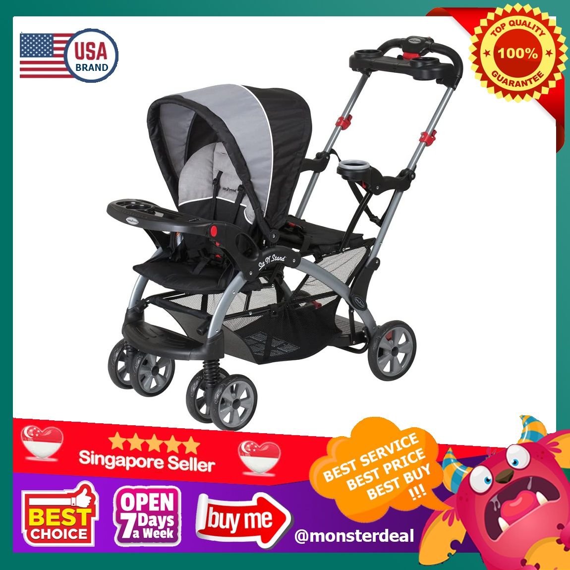 Sit and stand double stroller with car online seat