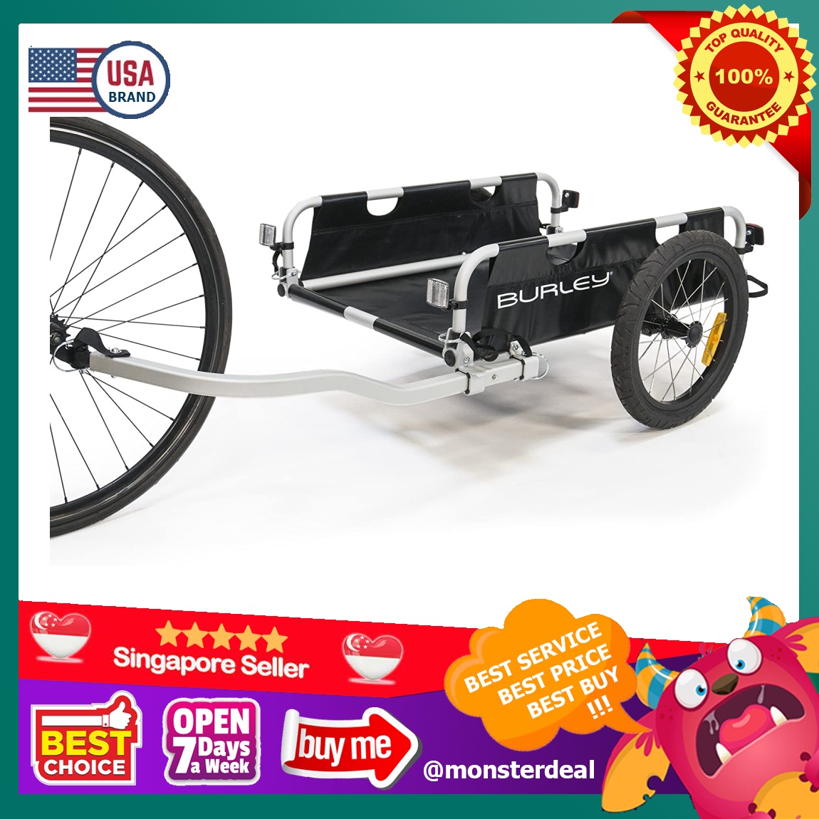 [YBR] Burley Design Flatbed, Aluminum Utility Cargo Bike Trailer ...