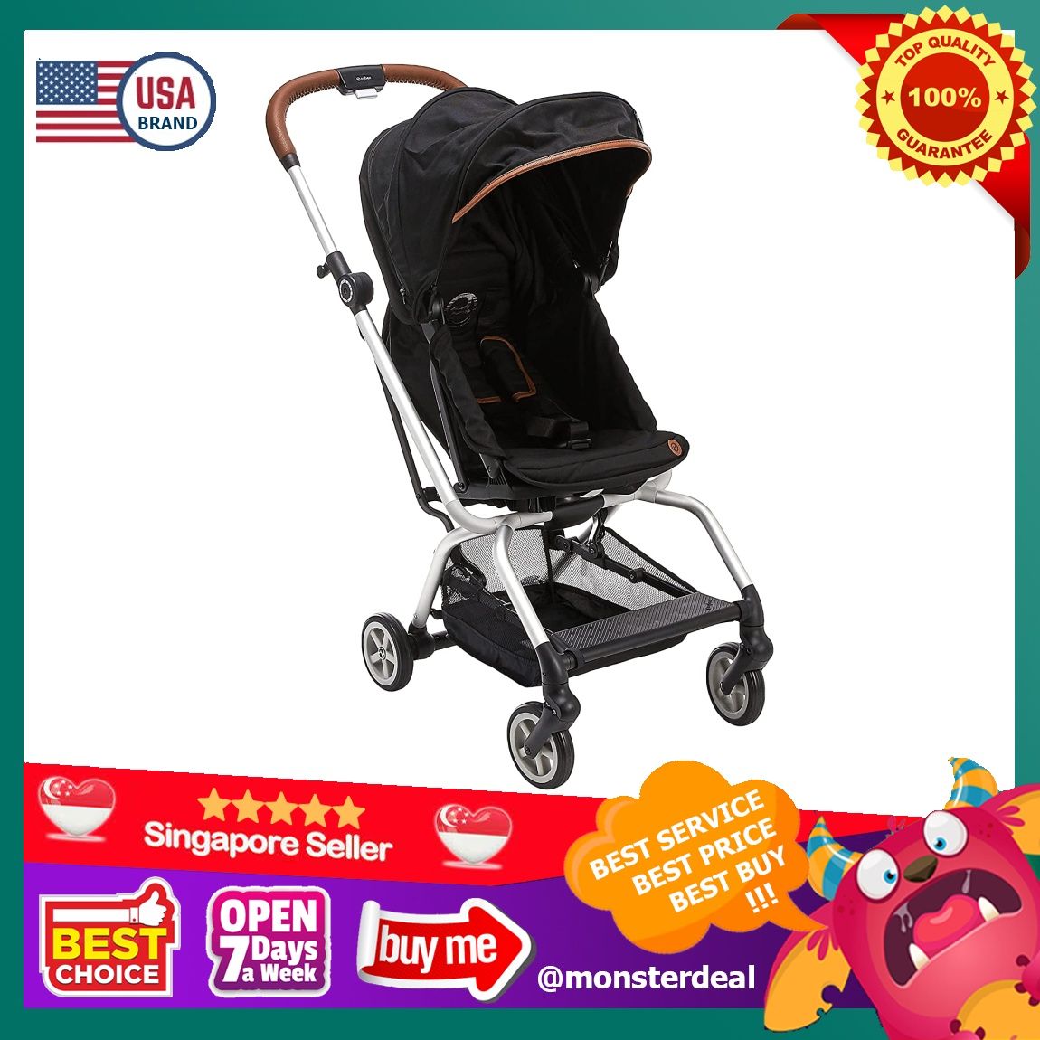 [YBR] Cybex Eezy S Twist Stroller Denim Collection with Bumper Bar in Lavastone Black, Babies