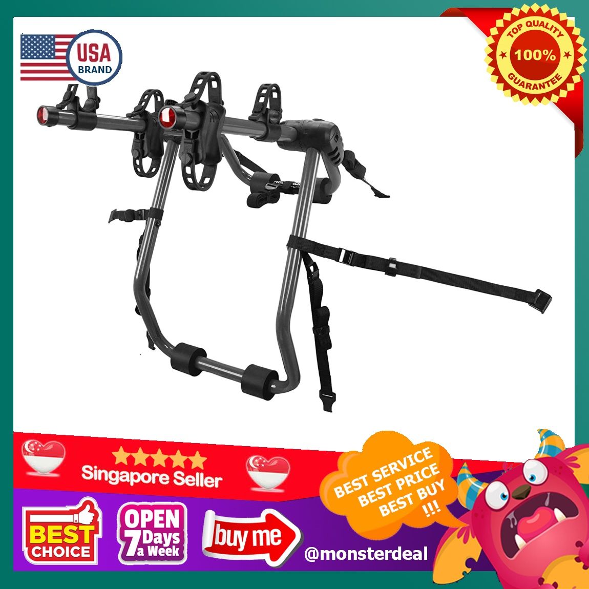 YBR Hollywood Racks USA Baja Trunk Mounted 2 Bike Rack for car two bicycle carrier