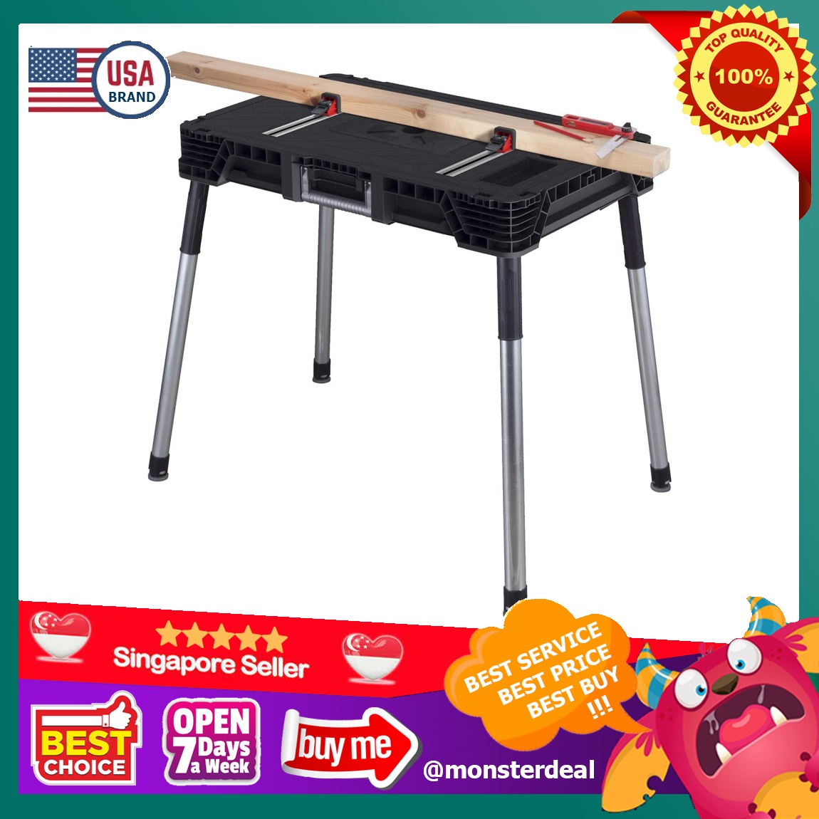 Keter jobmade portable work shop bench and miter saw table