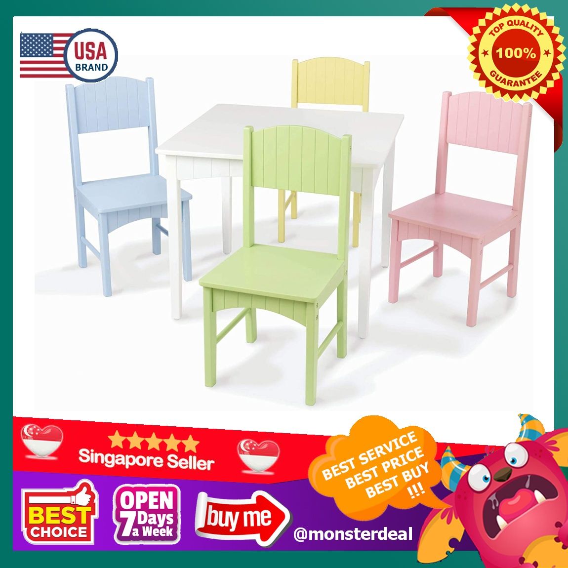 Kidkraft nantucket table & 4 pastel chairs sale