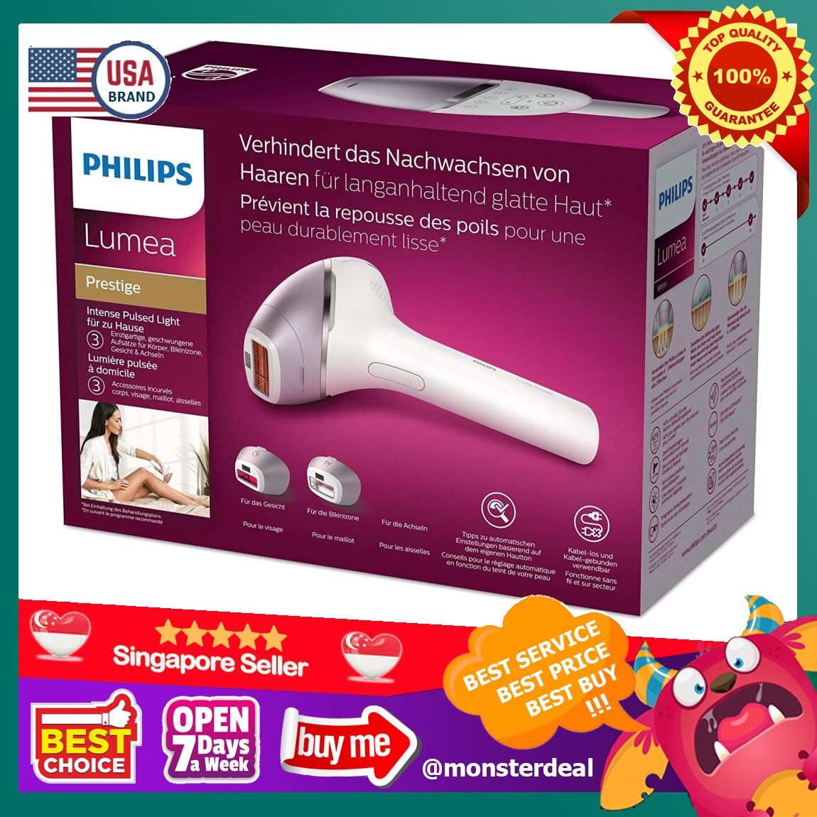 YBR] Philips Lumea Prestige Ipl Cordless Hair Removal Device For
