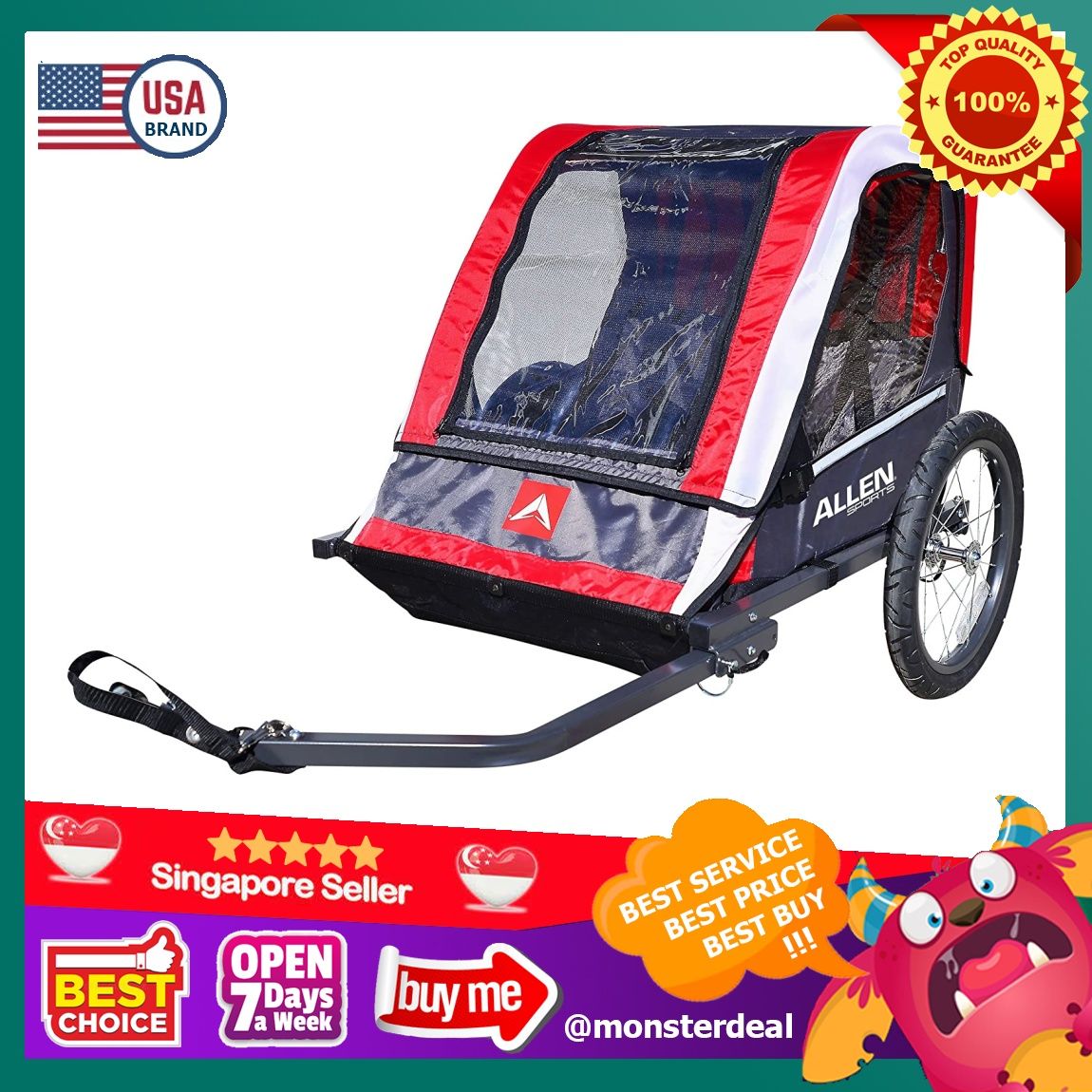 YBR USA Allen Sports Deluxe Steel Child Trailer 2 kids seater bicycle carrier bike wagon trailer Everything Else on Carousell