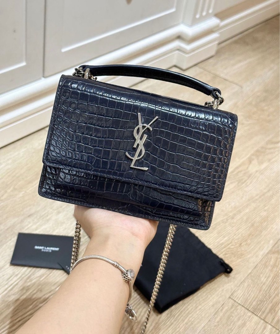 YSL croc sling bag, Luxury, Bags & Wallets on Carousell