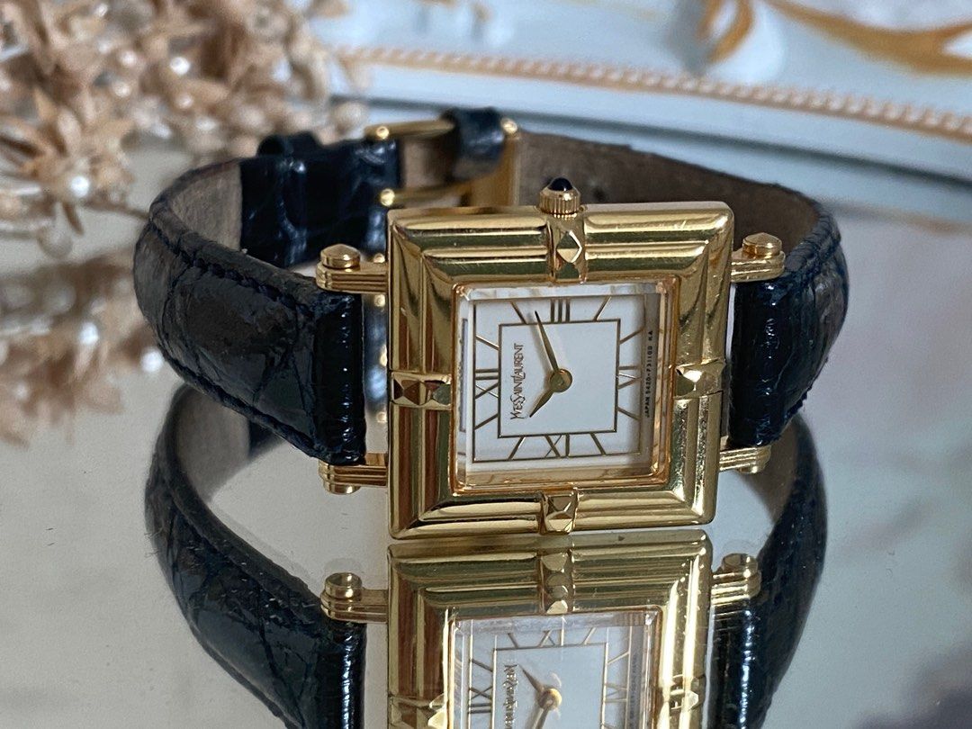 Yves Saint Laurent Ladies Vintage Watch Square Gold Classic