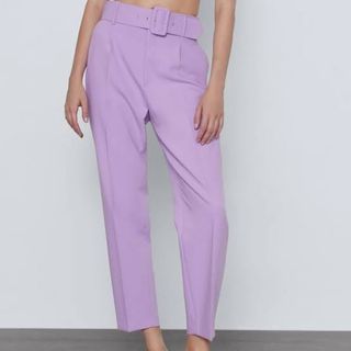 Zara high waist pants with belt (lilac color) 
