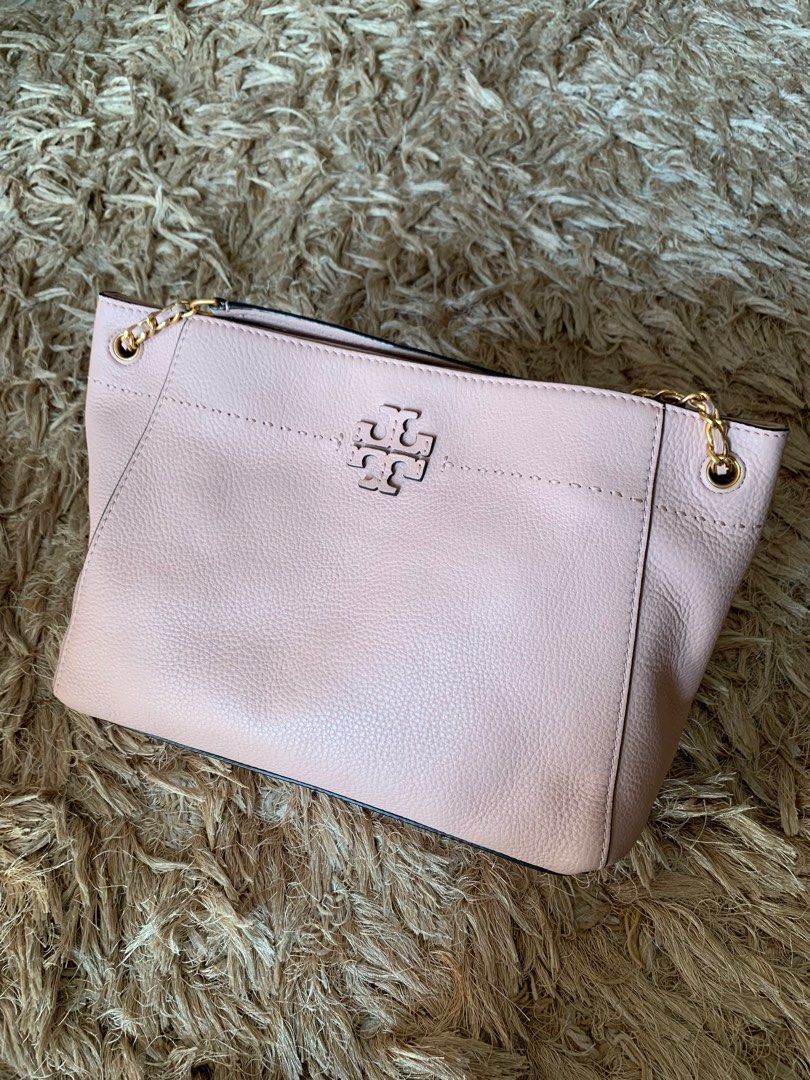 100 Authentic Tory Burch McGraw Leather Tote Women s Fashion