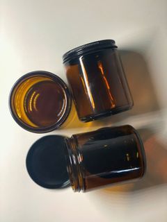 200ml Amber Glass with Black Lid for Candles (20 pcs)