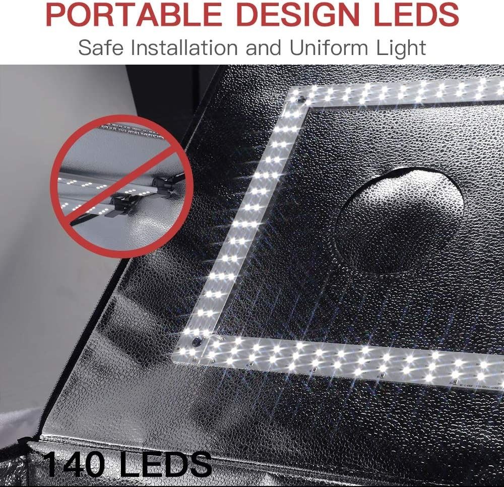 3736 FOSITAN Photo Box 60 x 60 x 60cm Portable Photo Studio Professional Light Box 126 LED Brightness Dimmable Shooting Tent with 8 Backdrops for Product Advertising Like Jewellery Food Bags Shoes