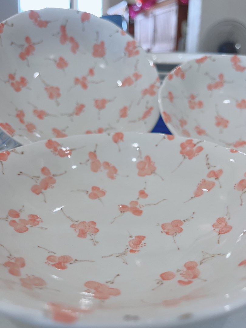 3 Sakura Japanese bowls, Furniture & Home Living, Kitchenware
