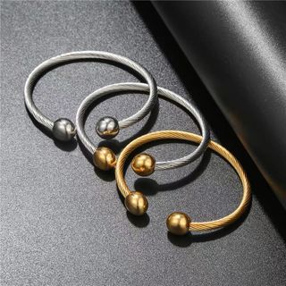 不锈钢手镯女欧美斜纹钢丝绳不锈钢不褪色 stainless steel bracelet