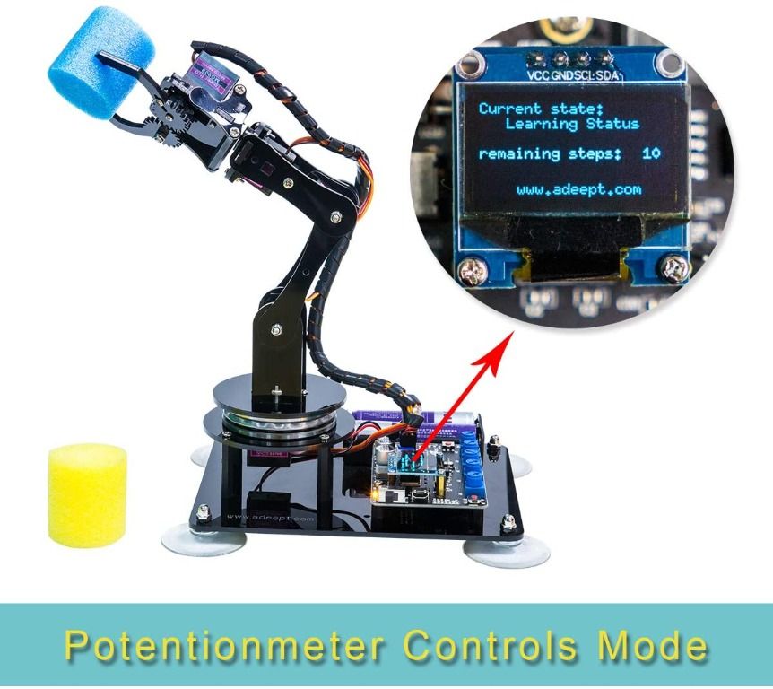 Adeept 5-DOF Robot Arm 5Axis Robotic Arm Kit Compatible With Arduino ...