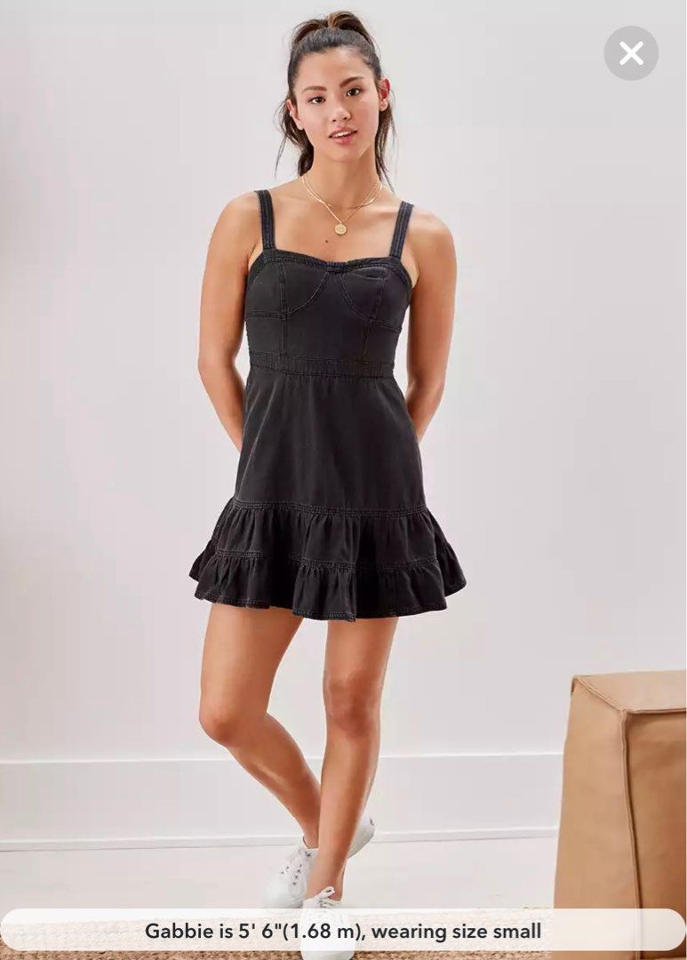 american eagle black denim dress Saylor Denim Mini Dress