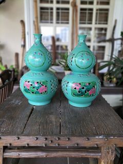 Antique Turquoise Peranakan Porcelain Vase