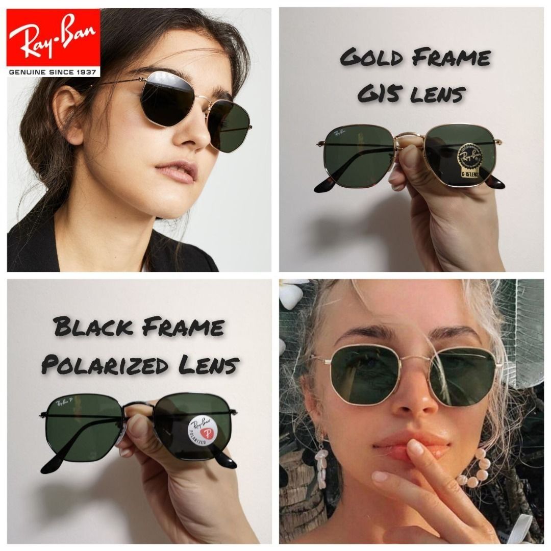 HEXAGONAL FLAT LENSES Sunglasses in Gold and Green - RB3548N