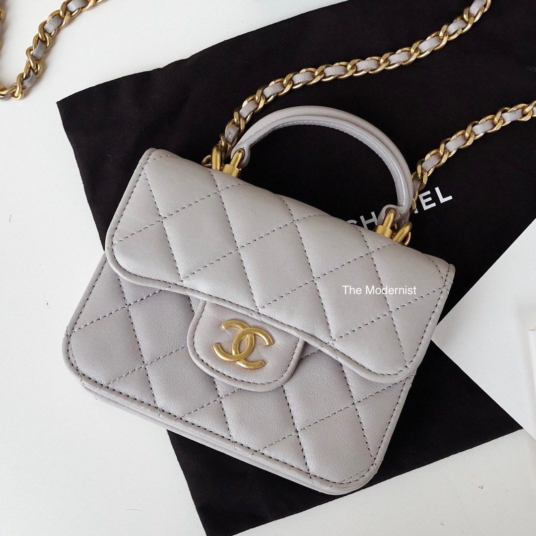 Chanel grey clearance purse