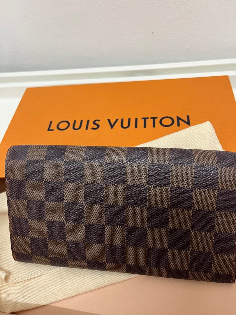 Authenticated Used Louis Vuitton Long Wallet Portefeuille Sarah Brown  Damier Ebene N61734 CA0076 LOUIS VUITTON Flap Women's LV Men's 