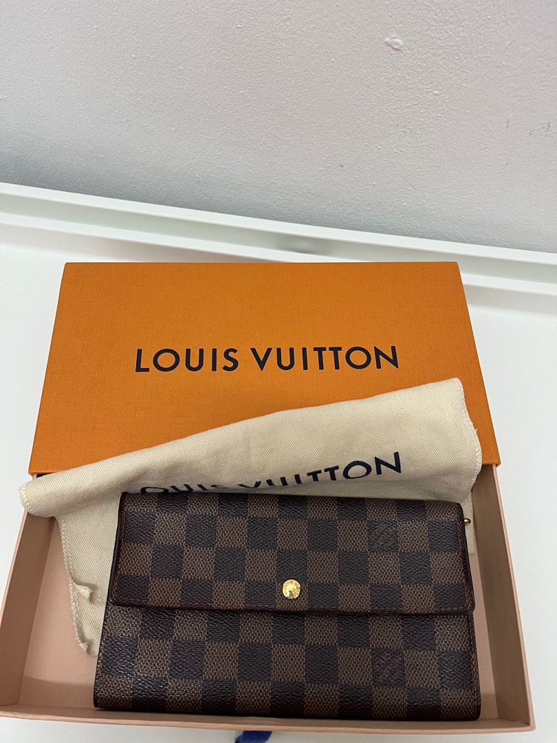 Authenticated Used Louis Vuitton Long Wallet Portefeuille Sarah Brown  Damier Ebene N61734 CA0076 LOUIS VUITTON Flap Women's LV Men's 