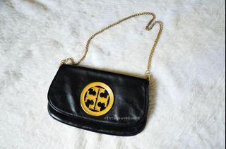 Authentic Tory Burch Reva Big Logo Chain Clutch Handbag Shoulder Kilikili Bag