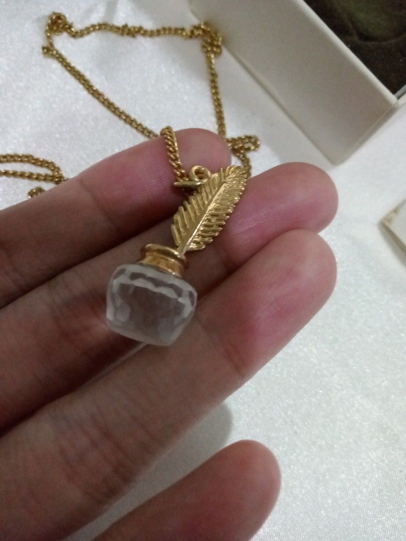 Authentic vintage Swarovski crystal memories accessories inkwell and quil pen necklace