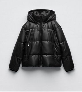 Authentic Zara Faux Leather Puffer Jacket